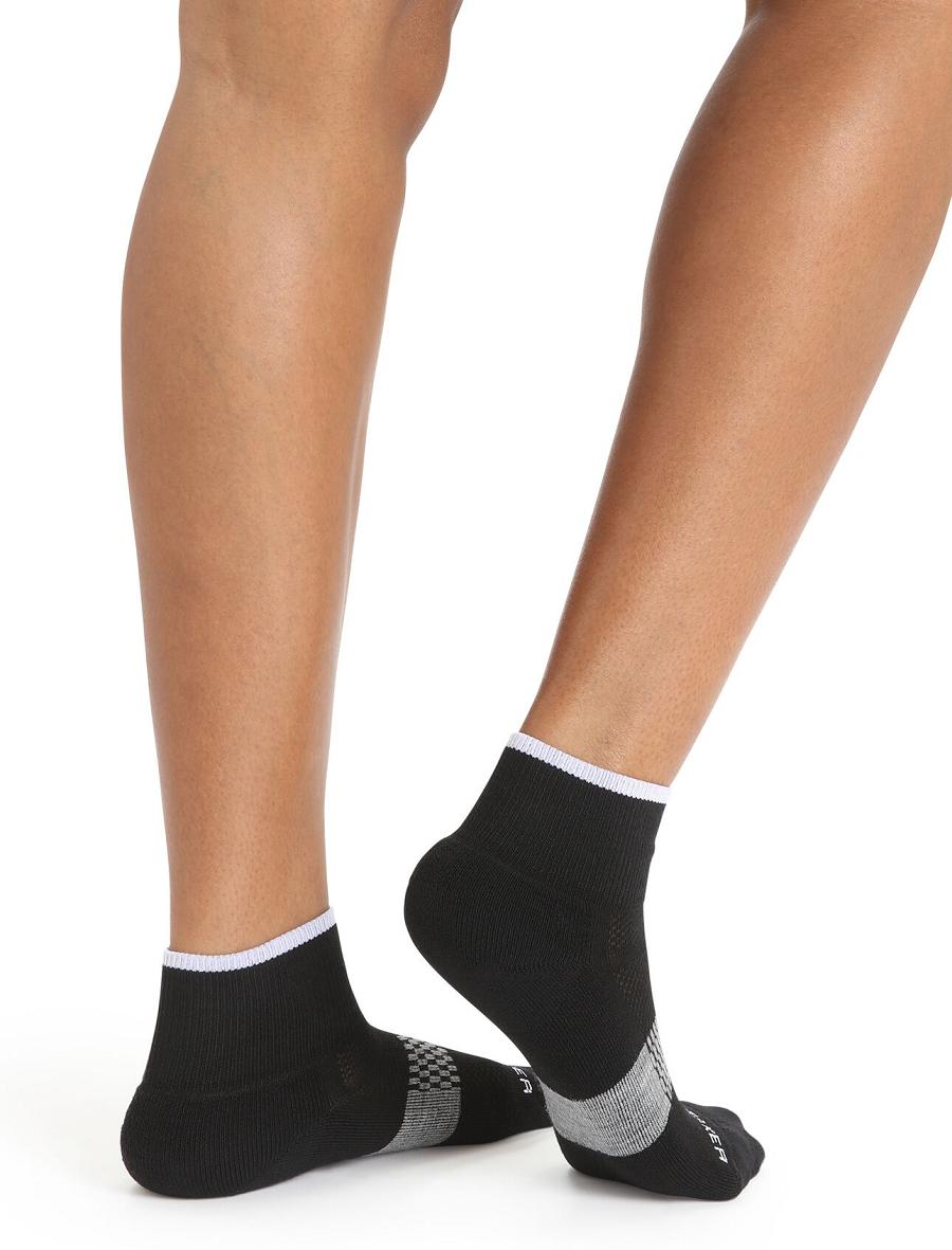 Black / Snow Women's Icebreaker Merino Multisport Light Mini Socks | USA 1416RVDW